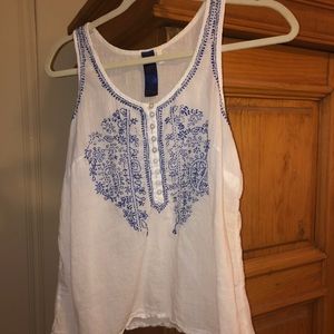 white embroidered tank top